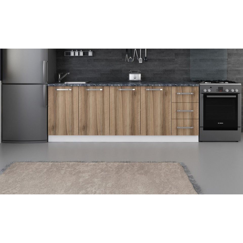 Kayra 220 Cm Kitchen Cabinet White Gold 220-D3-Bottom Module