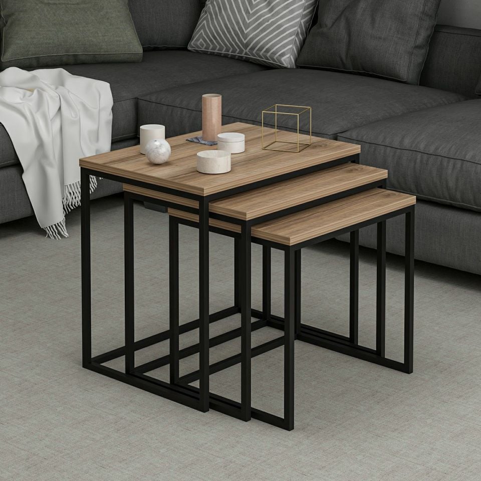 Evia Nesting Table with Metal Legs - Dore