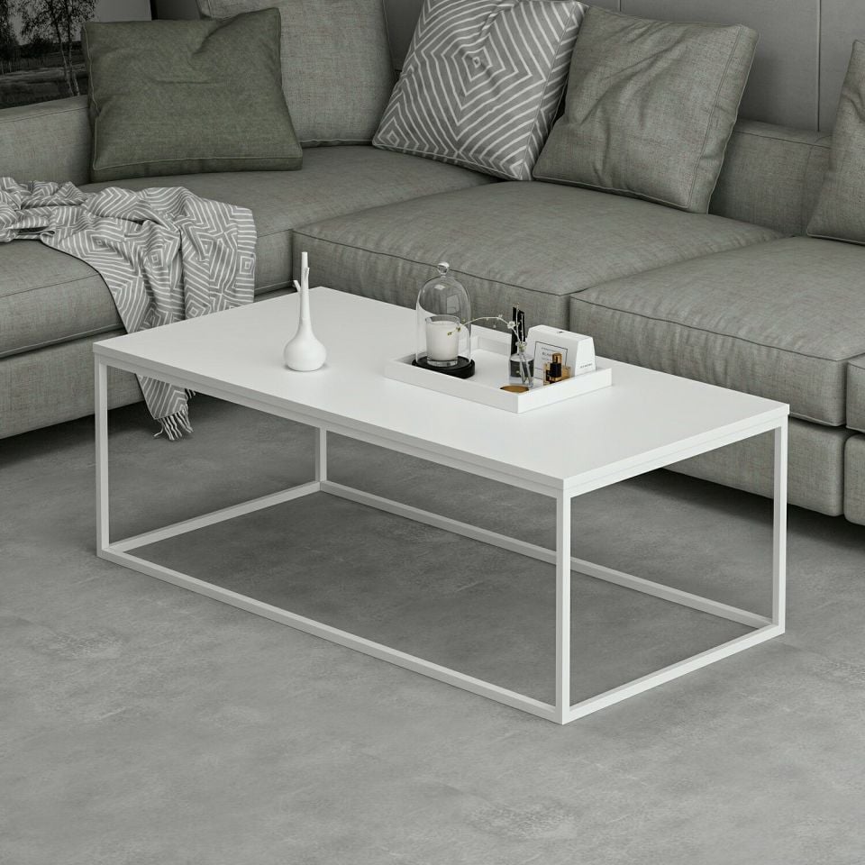 Tiger Metal Leg Coffee Table - White