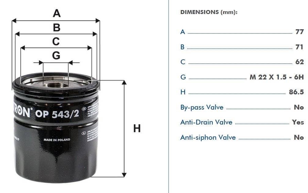 FILTRON FILT OP 543/2 TRANSIT V-362 YAG FILTRESI FWD