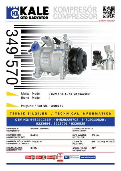 Klima Kompresörü Bmw 1 F20-f21 3 E90-e91-e92