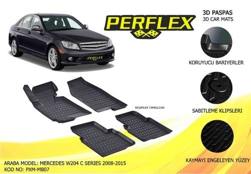 Paspas 3d X-mat Havuzlu Mercedes W204 C Serisi 08-15 Siyah