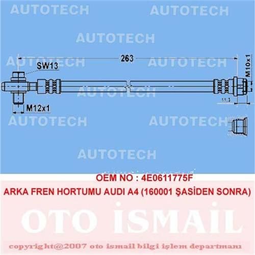 Arka Fren Hortumu Audı A4 160001 Şasiden Sonra (5 AD)