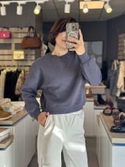 Antrasit Üç Plik Sweatshirt