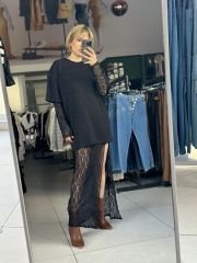 Uzun Tül Elbise Üstüne Oversize Tshırt-Elbise