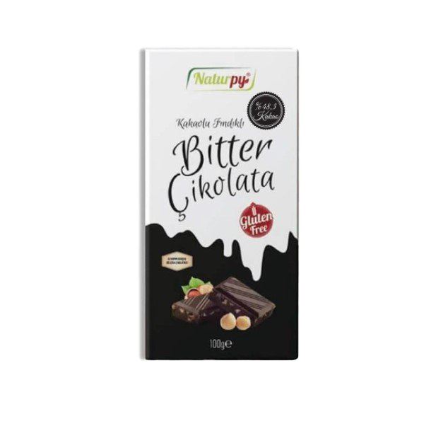 NATURPY  BİTTER % 48,3 KAKAOLU FINDIKLI CHOCOLATE  100 Gr