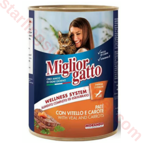 MIGLIORCANE CAT FOOD WET PATE MEAT- CARROT 400 G