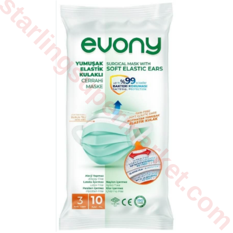 EVONY SURGICAL MASK 10 PACK