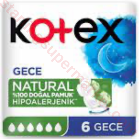KOTEX NATURAL SINGLE GECE 6 LI