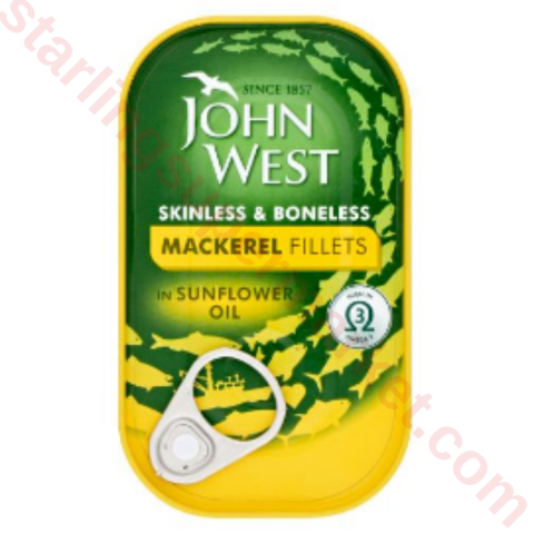 JOHN WEST MACKEREL FILLETS IN SUNFLOWER OIL 125 G