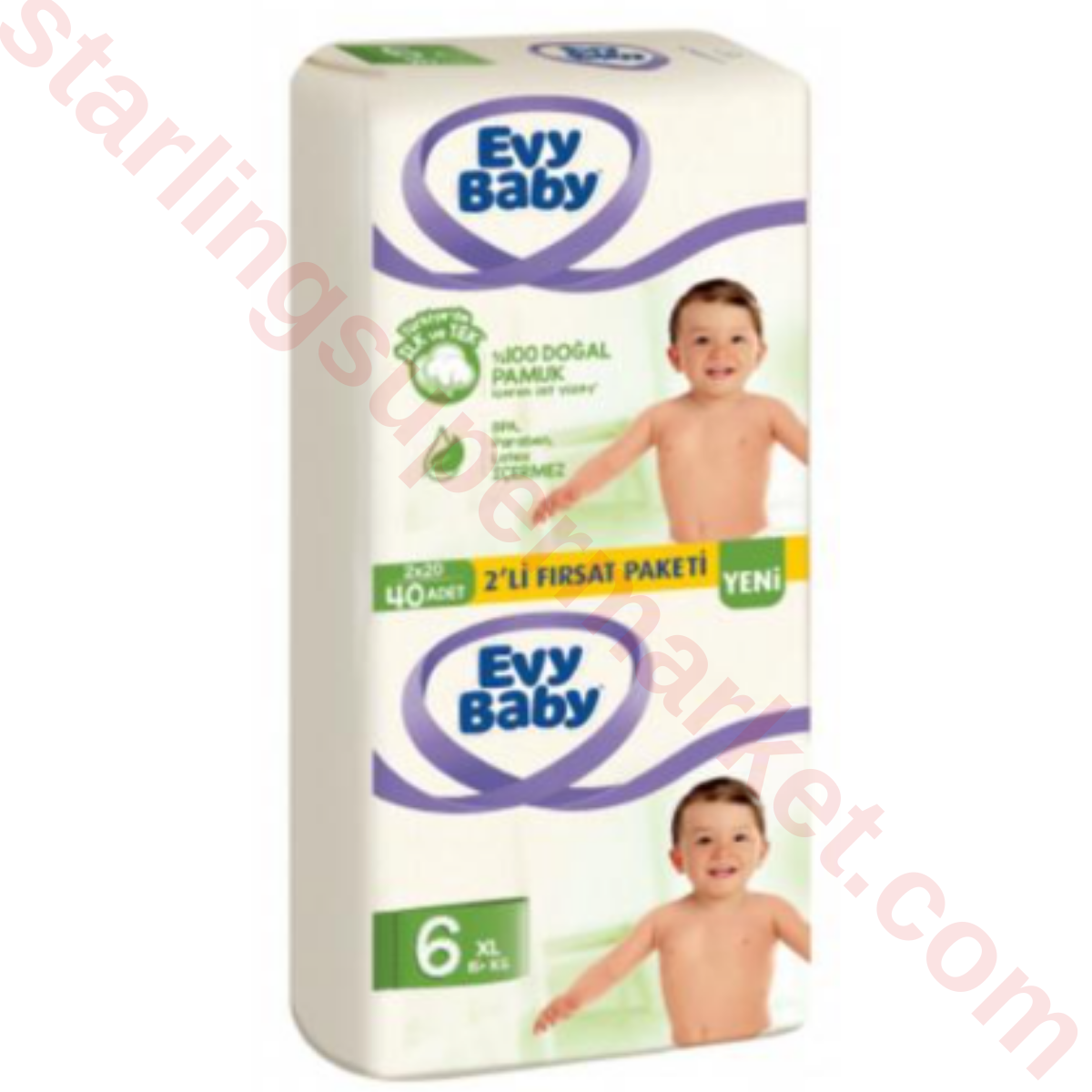 EVY BABY BABY DIAPER XLARGE NO:6 ECO PACK OF 2