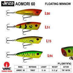 Jinza Aomorin 8 cm 5,5 gr  TopWater Maket Balık