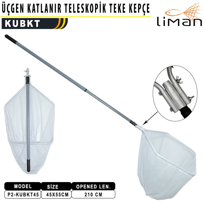 Liman Üçgen Katlanır Teleskopik Teke Kepçe 45x55 cm - 210 Cm