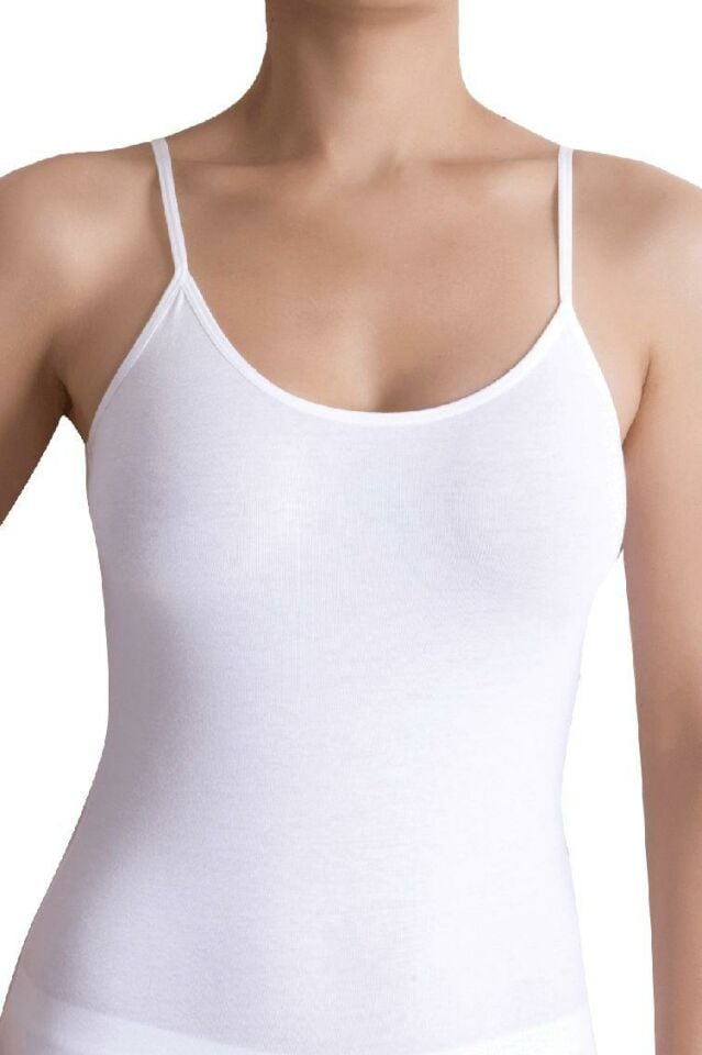 The DON Organic Blended Camisole İp Askılı Atlet Beyaz