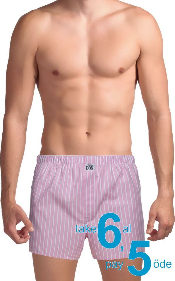 The DON Poplin Erkek Boxer Pembe Portal Çizgili