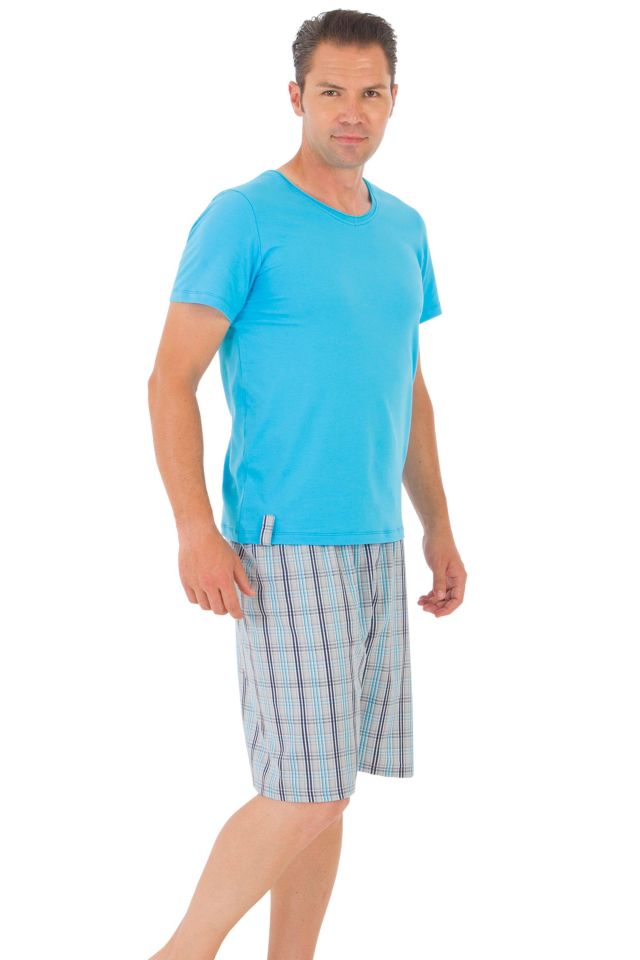 The DON Aile Erkek Poplin Şort-Penye Tişört Takımı Desen 1