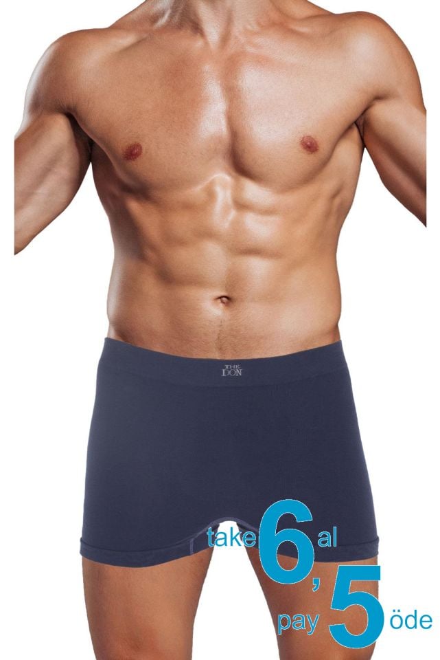 The DON Seamless Dikişsiz Erkek Boxer Lacivert Zemin Gri Yazı