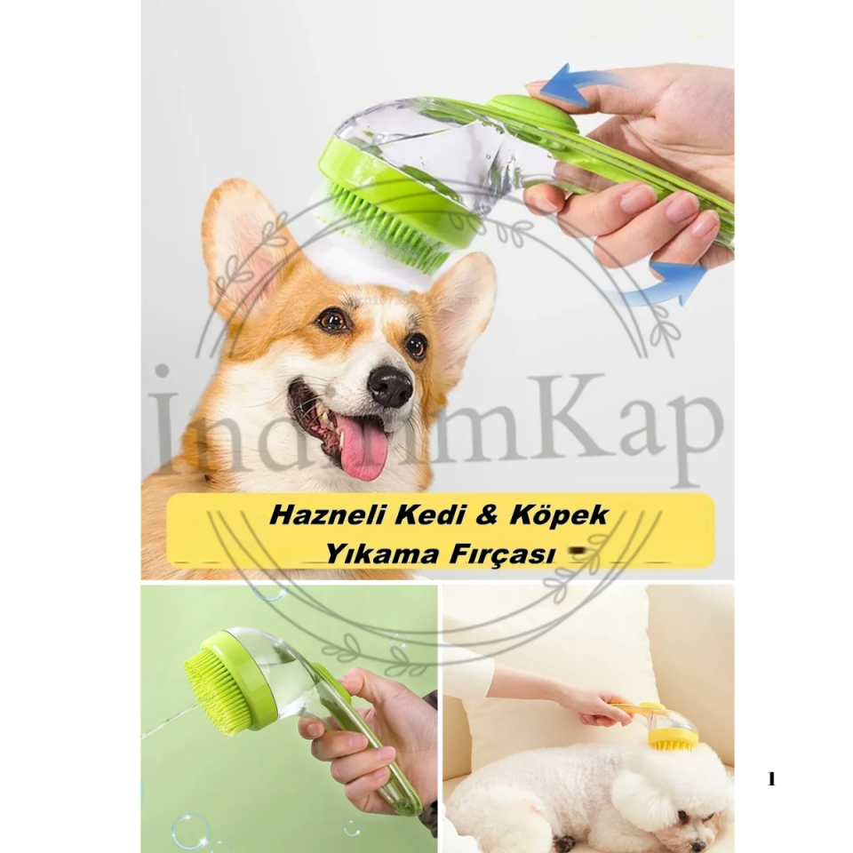Şampuan Hazneli Kedi Ve Köpek Evcil Hayvan Yıkama Fırçası Saplı Silikon Kedi Fırçası