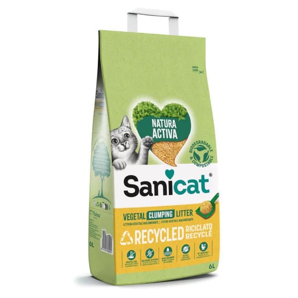 SANİCAT NATURA ACTİVA GERİ DÖNÜŞTÜRÜLMÜŞ BİTKİSEL TOPAKLANAN KEDİ KUM 10 LT