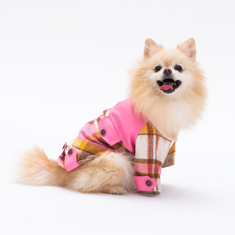 PAWSTAR PEMBE PLAİD E PELLE CEKET M-L-XL-XL-2XL