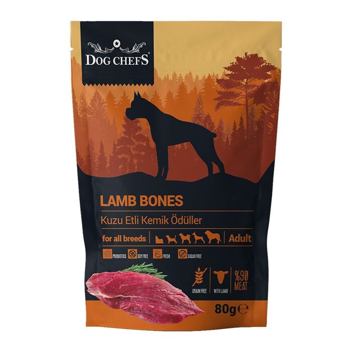 DOG CHEFS LAMP BONES 80 GR (KUZU ETLİ ÖDÜL)