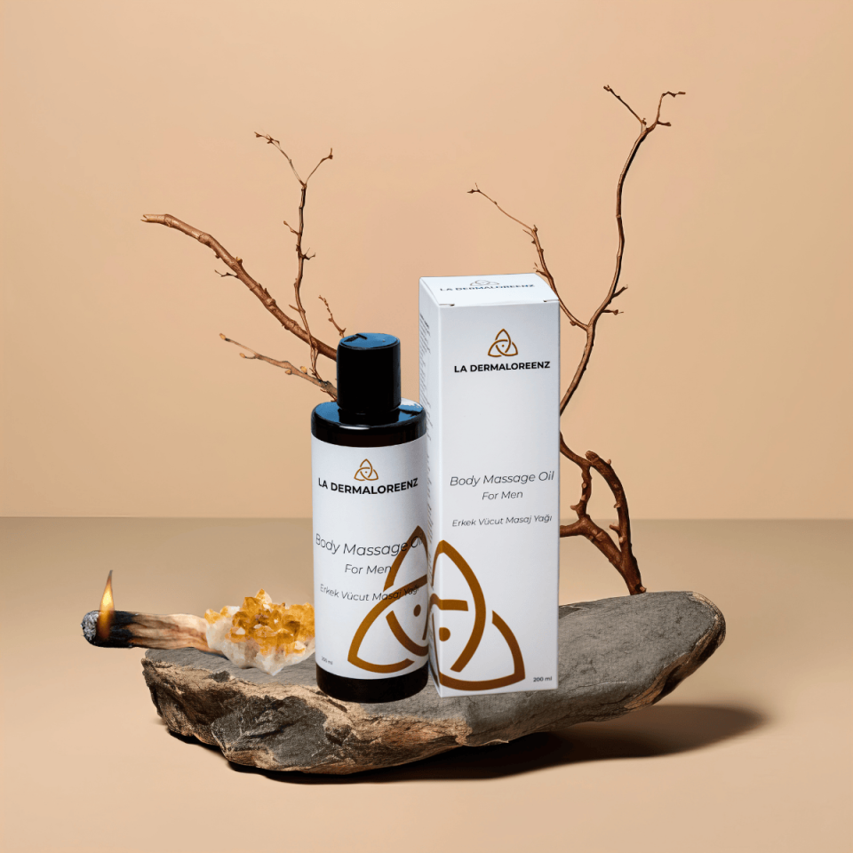 Erkek Vücut Masaj Yağı – Afrodizyak Etkili, Doğal ve Uyarıcı Bitkisel Formül | La Dermaloreenz