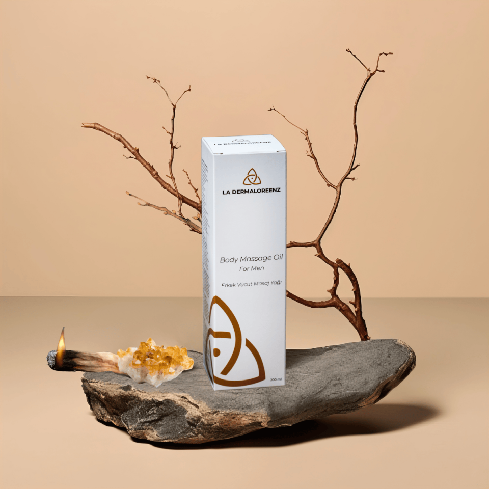 Erkek Vücut Masaj Yağı – Afrodizyak Etkili, Doğal ve Uyarıcı Bitkisel Formül | La Dermaloreenz