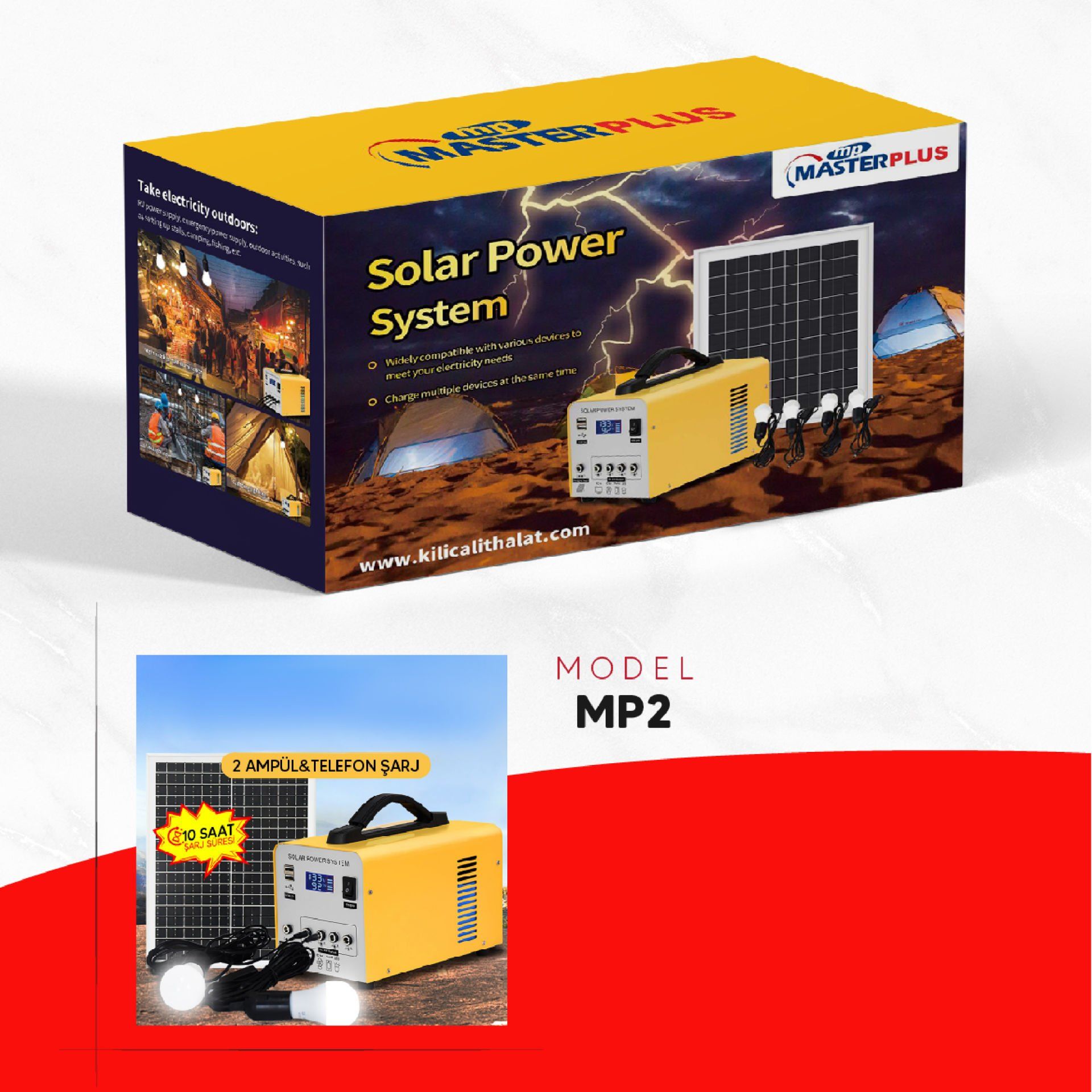 MASTERPLUS 2 AMPÜL TELEFPN ŞARJI SOLAR SİSTEM 10 SAAT ŞARJ SÜRESİ