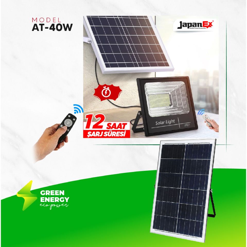 AT-40W GÜNEŞ ENERJİLİ PROJEKTÖR 12 SAAT ŞARJ SÜRESİ MASTERPLUS