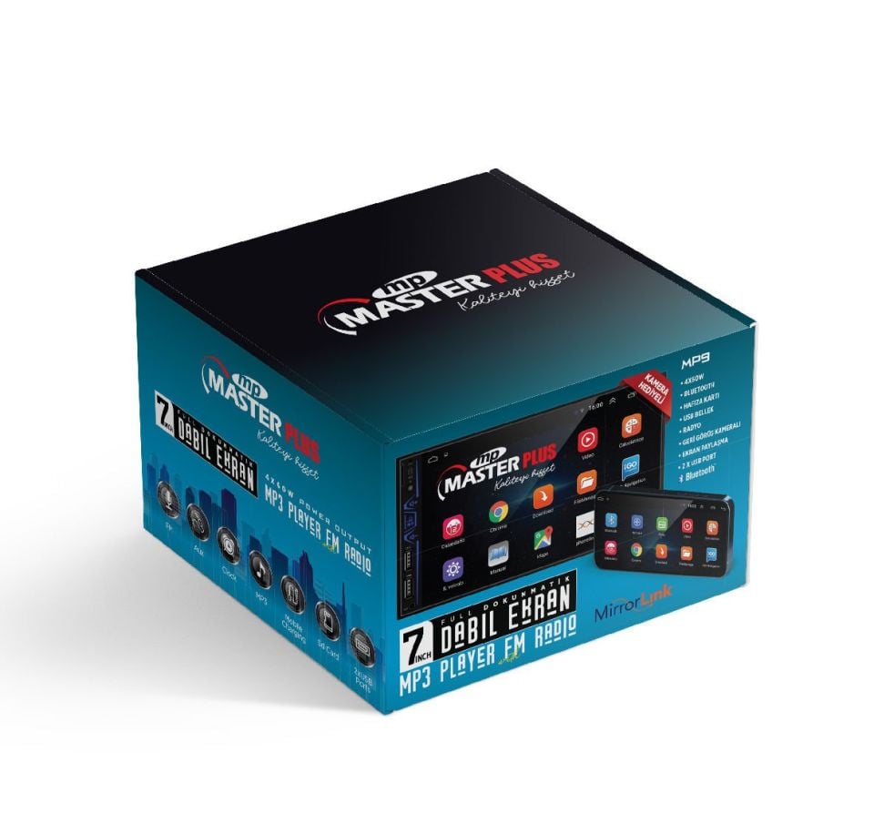 MASTERPLUS 7İNÇ DOUBLE OTO TEYP MİRRORLİNK MP9