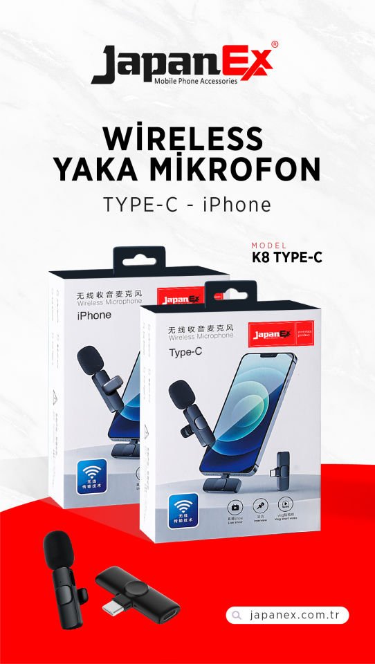 JAPANEX K8 İOS KABLOSUZ YAKA MİKROFONU