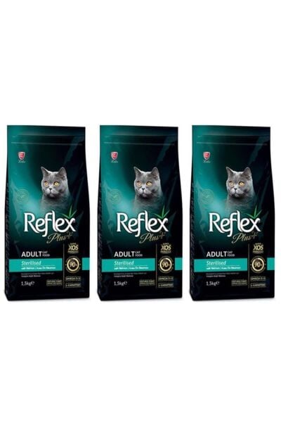 Reflex Plus Somonlu Kısırlaştırılmış Kedi Maması 1,5 Kg 3'lü Set