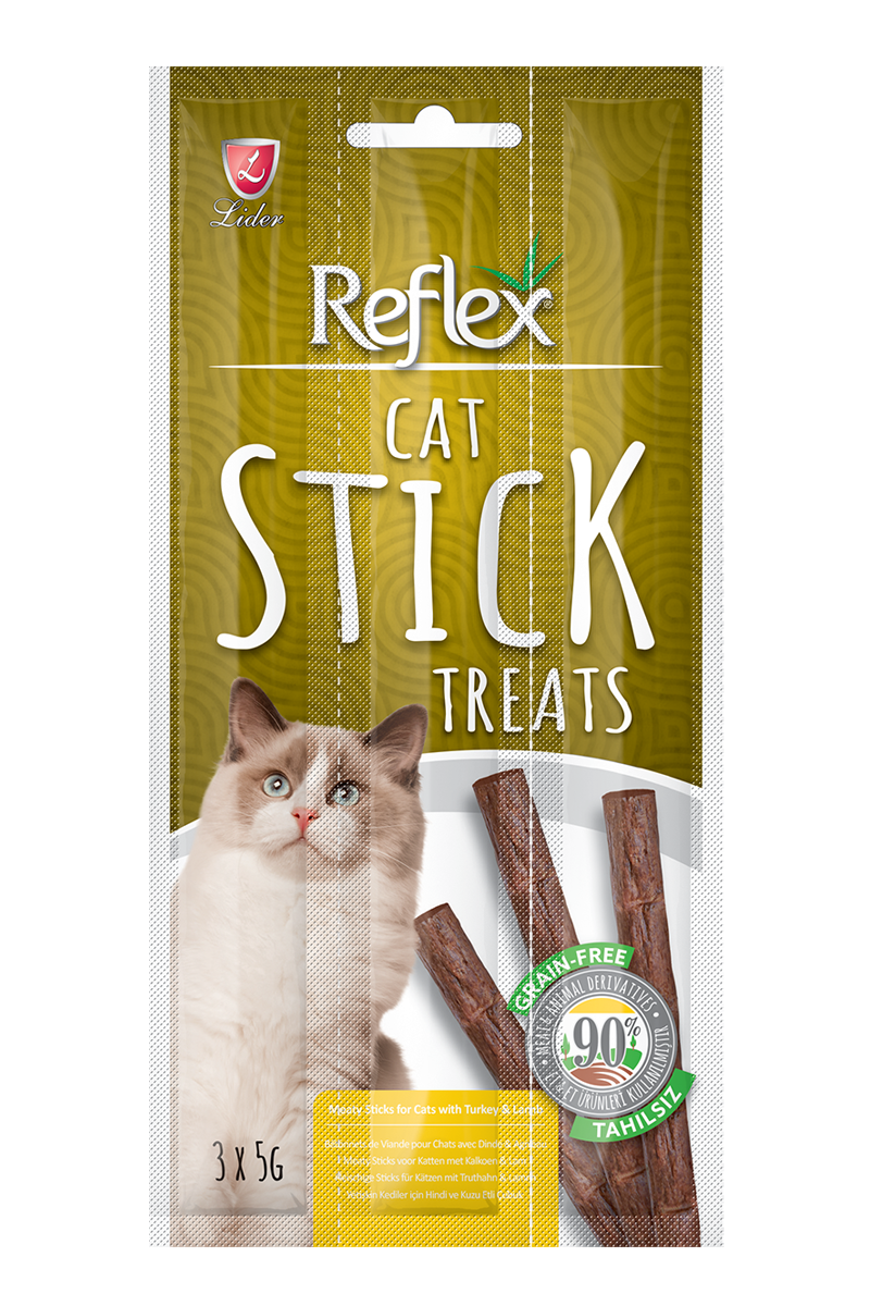 Reflex Hindili ve Kuzulu Tahılsız Yetişkin Kediler için Ödül Çubuk - 3x5gr