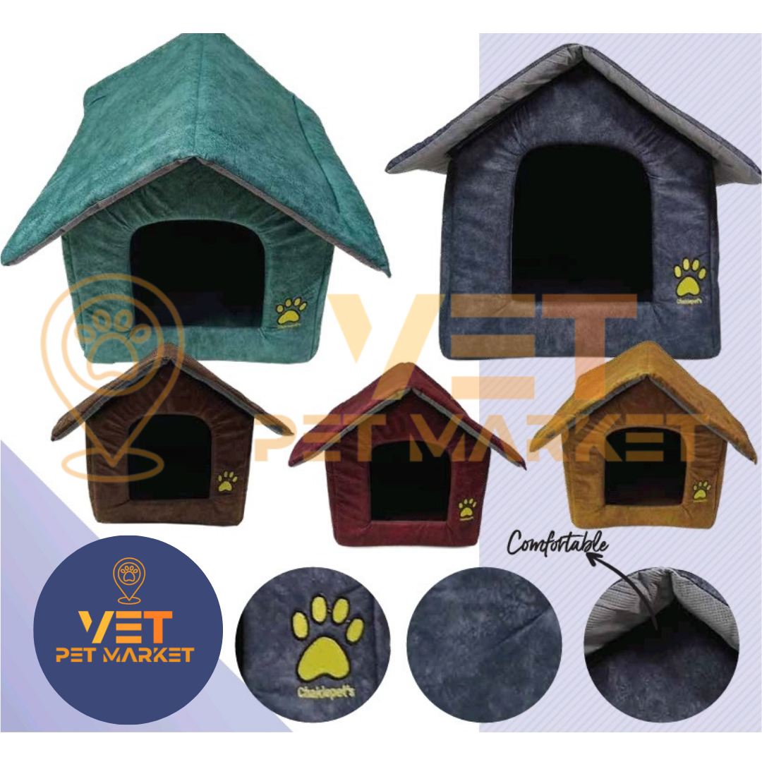 Chakie Tay Tüyü Çatılı Kedi Köpek Evi - Küçük