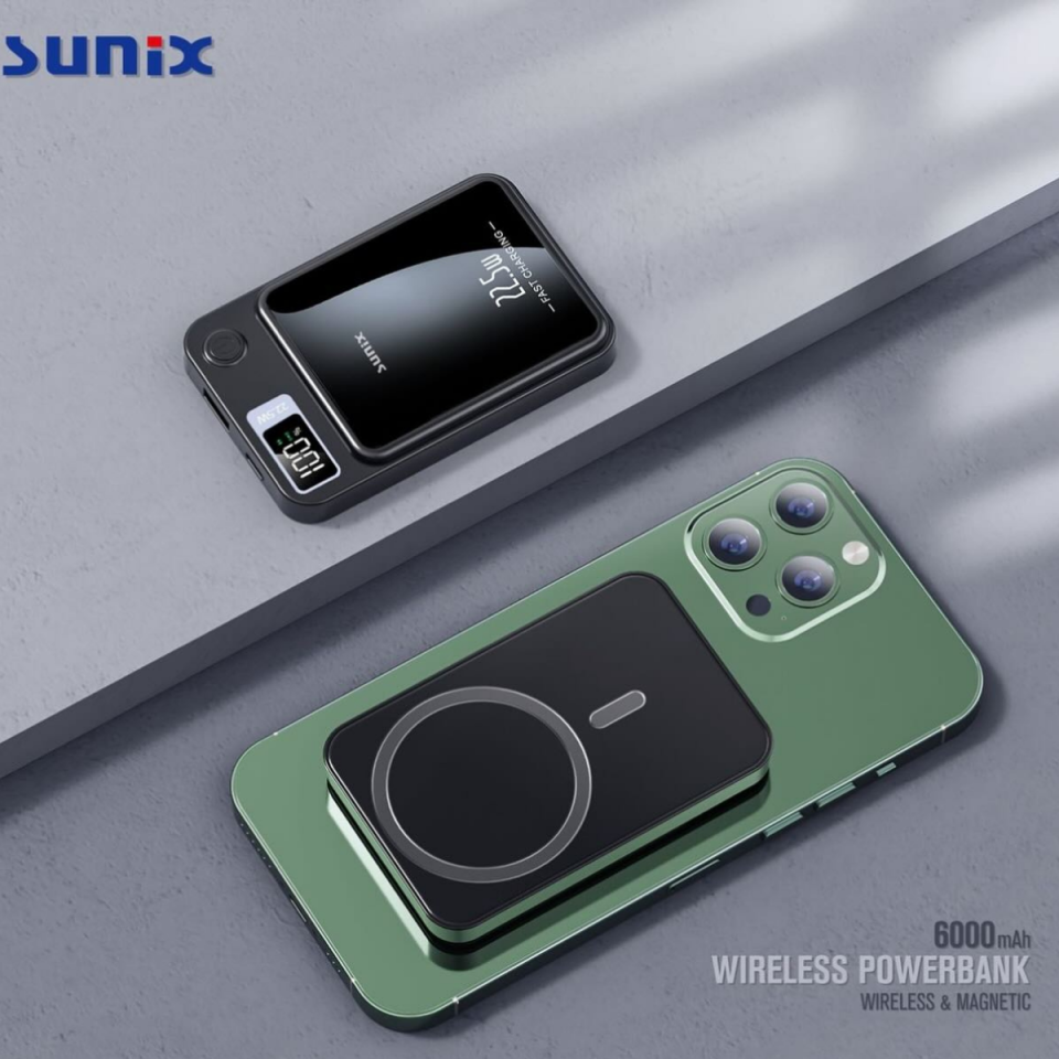 Sunix Powerbank  6.000 mAh Kapasiteli PB-46 Wireless & Magnetic Powerbank Kablosuz