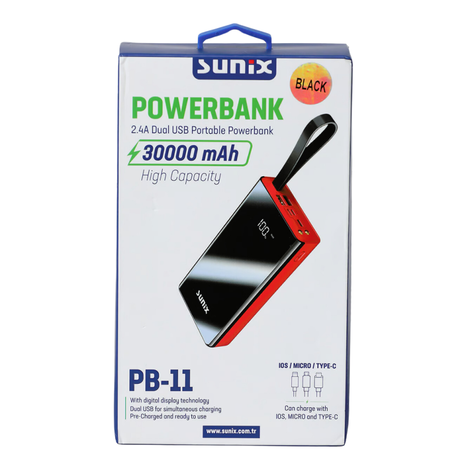 Sunix Pb-11 / 30.000 Mah Powerbank - Siyah Type-c  Çoklu Giriş