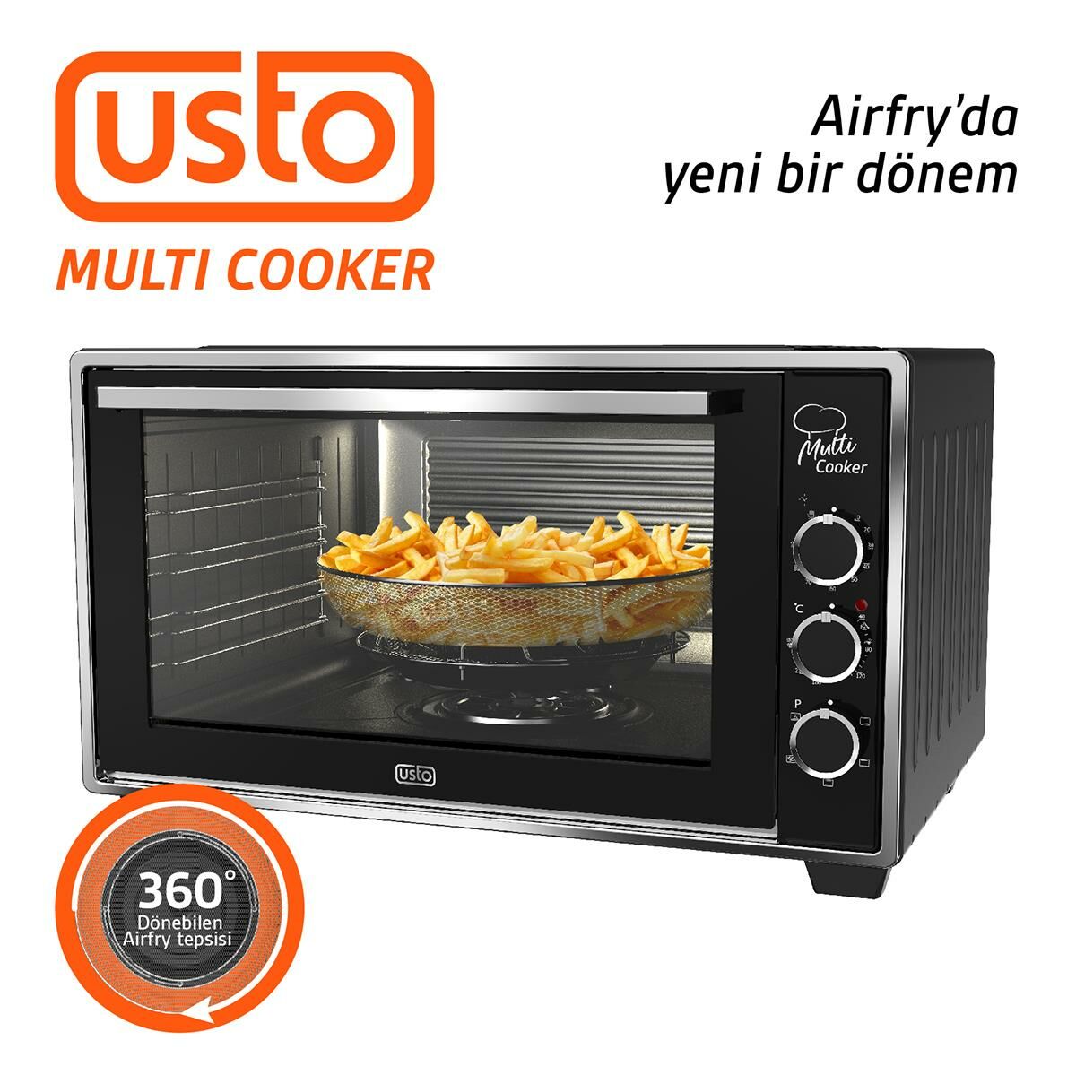 Usto 2115 Airfry Özellikli 50lt Multi Cooker Midi Fırın Siyah