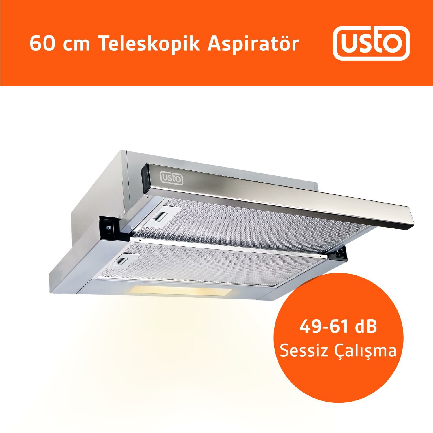 Usto 4962 İnox 60 Cm Sürgülü Aspiratör