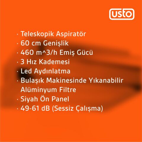 Usto 4962 İnox 60 Cm Sürgülü Aspiratör