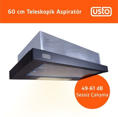 Usto 4961 Siyah 60 Cm Sürgülü Aspiratör