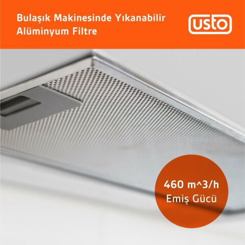 Usto 4961 Siyah 60 Cm Sürgülü Aspiratör