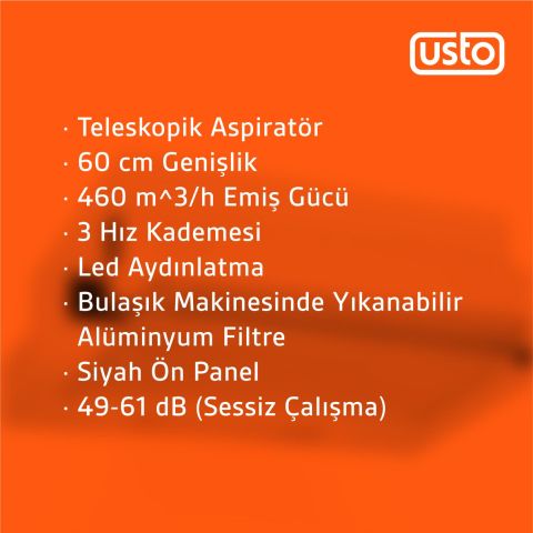 Usto 4960 Beyaz 60 Cm Sürgülü Aspiratör