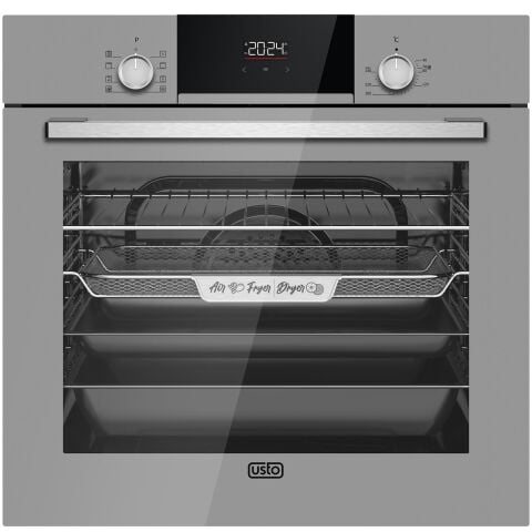 Usto 4153 A Enerji Sınıfı Airfry Özellikli Multifonksiyon Ankastre Fırın Gri