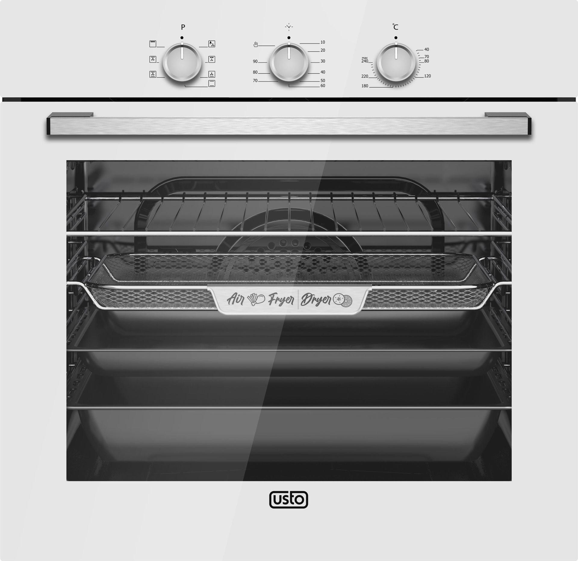 Usto 4052 A Enerji Sınıfı Airfry Özellikli Multifonksiyon Ankastre Fırın Beyaz