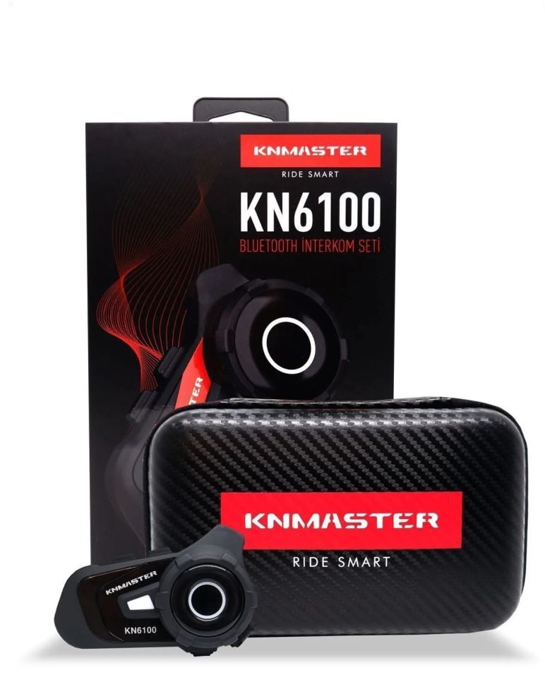 Kn6100 Motosiklet Kask Interkom Bluetooth Intercom Kulaklık Seti Siyah Çanta Hediyeli