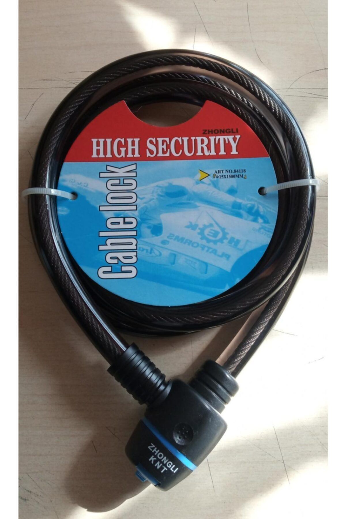 Zhongli Cable Lock 15x1500 Mm Boyunda Dayanıklı Bisiklet Ve Motor Kilidi