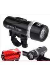 Powerbeam Ön-arka Bisiklet Led Far-stop Lambası, Işık Seti Siyah