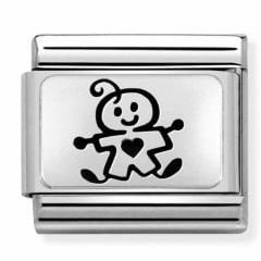 330109/50 Classic Silvershine Illustrated Baby Boy Charm