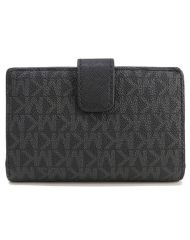 Michael Kors Kadın Siyah Logo Desenli Orta Boy Deri Cüzdan