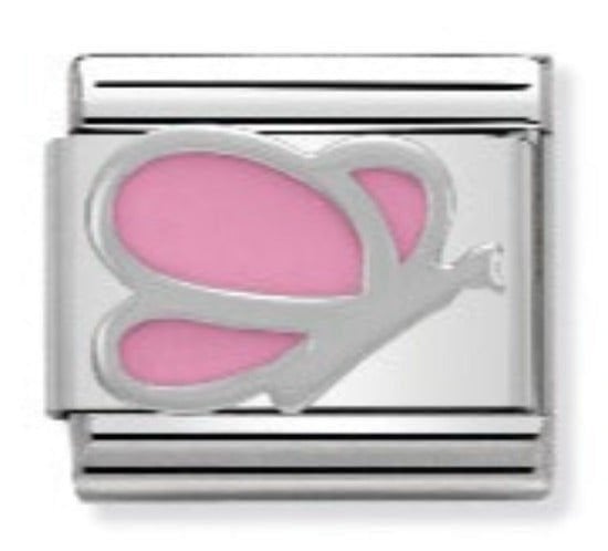 330202/03  Pink Butterfly in Enamel & 925 Silver Charm